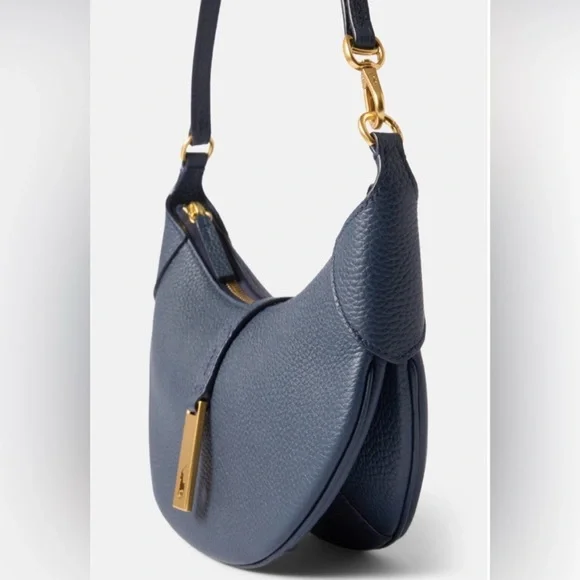 Ralph Lauren Polo Leather Mini Shoulder Bag Navy Blue Marine ID Bag - Picture 2 of 10